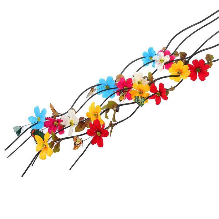 Декоративная ветка "Космея с бабочками" микс