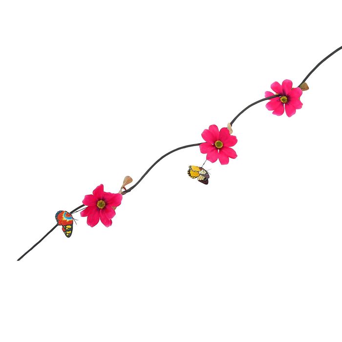 Декоративная ветка "Космея с бабочками" микс