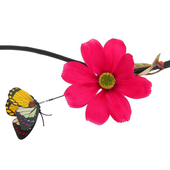 Декоративная ветка "Космея с бабочками" микс