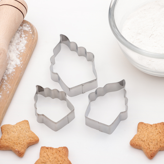 Набор форм для вырезания печенья "Пироженка", 3 шт