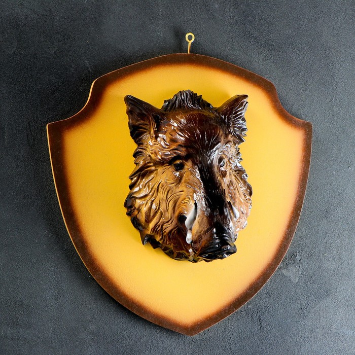 Панно "Голова кабана" бежевый щит