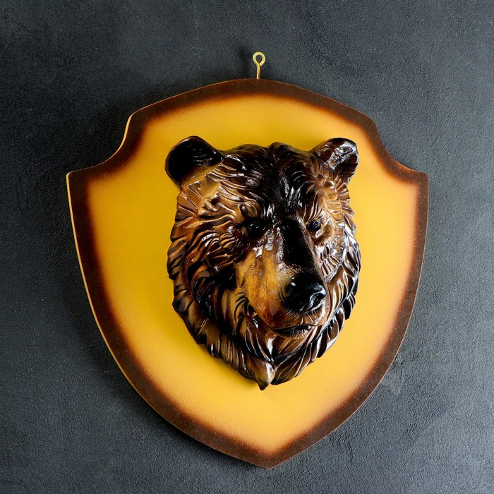 Панно "Голова медведя" бежевый щит