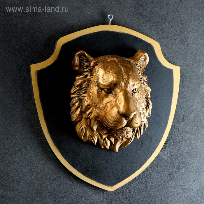фото Панно "голова тигра" бронза, щит черный 40см хорошие сувениры