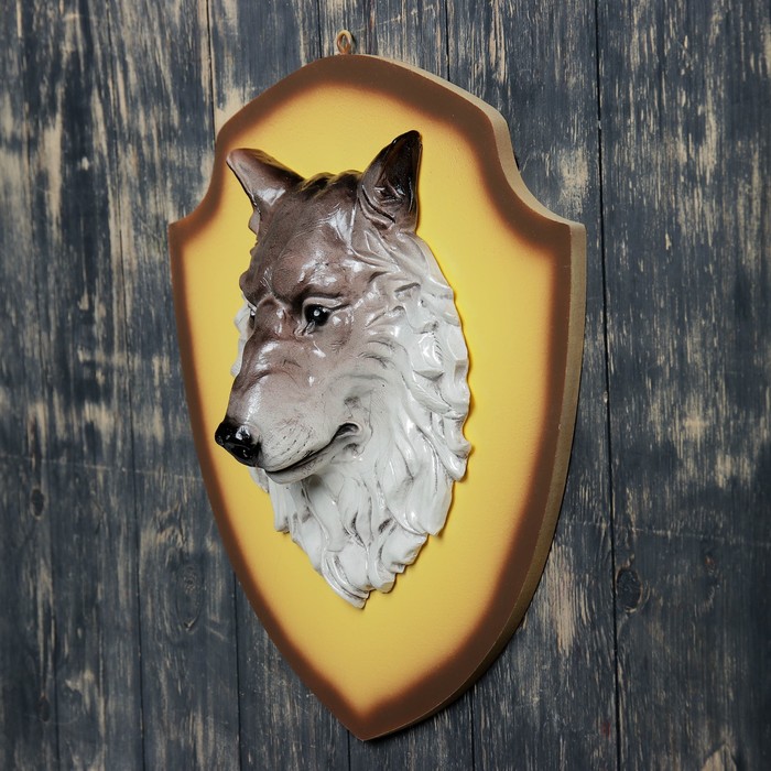 Панно "Голова волка" бежевый щит