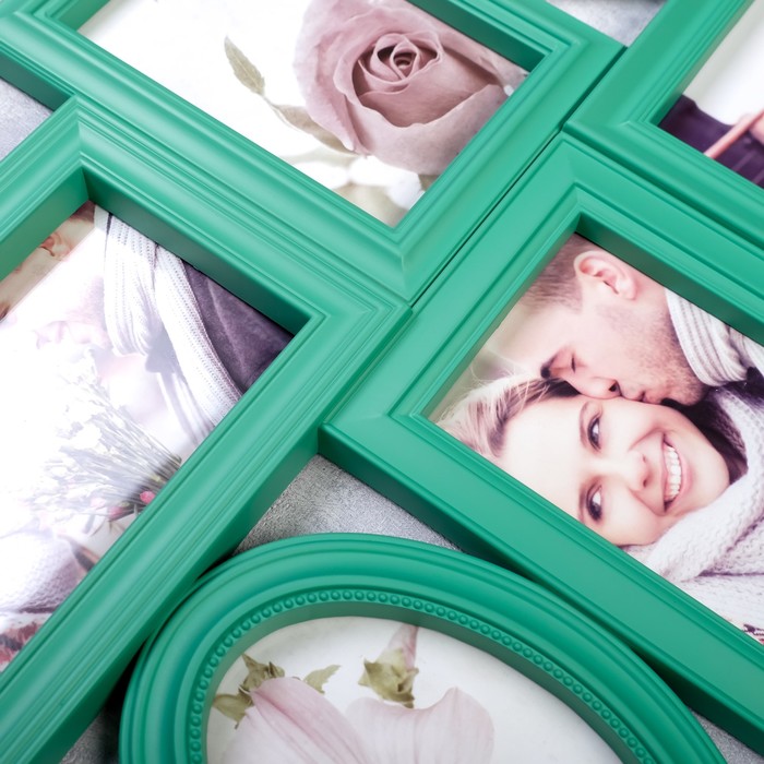Фоторамка на 6 фото 10х15 см, 10х10 см "Светлые воспоминания" мятная