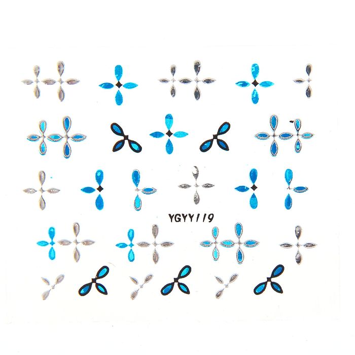 Наклейки для ногтей, цвет серебристо-синий