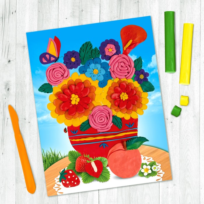 Живопись пластилином "Лето"+ пластилин 10 цветов по 10 гр