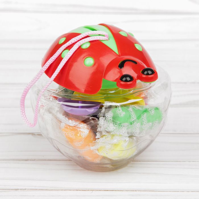 Тесто для лепки 10 цветов по 15 г + 3 формочки + 1 ролик, банка-копилка, цвета МИКС