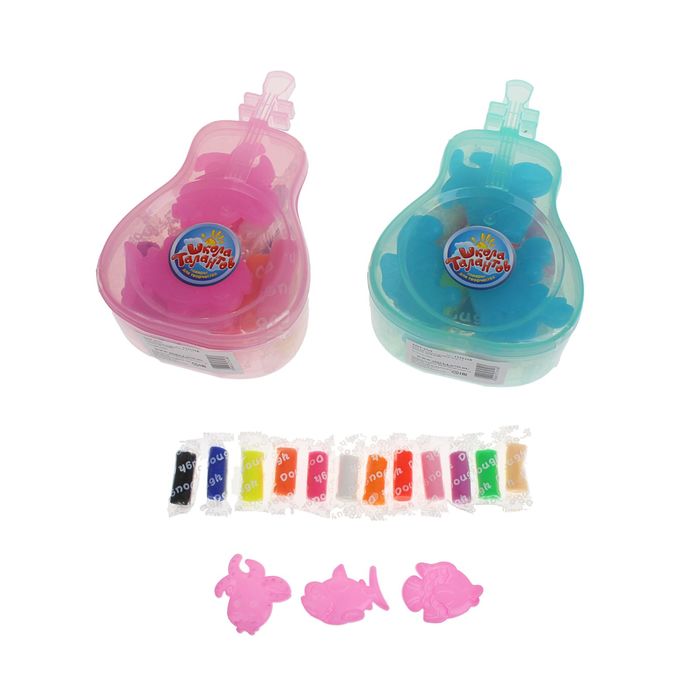 Тесто для лепки 12 цветов по 10 г + 3 формочки, цвета МИКС