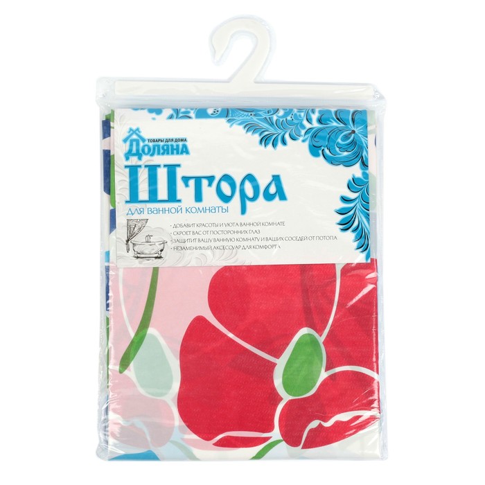Штора для ванной 180х180 см "Цветочное поле", PEVA