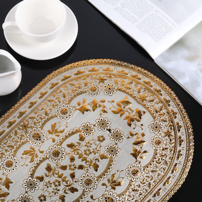 Салфетка ажурная ПВХ 45х30 см "Роскошь", цвет золото