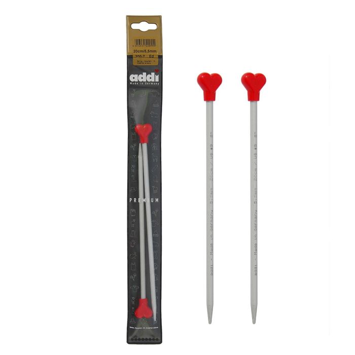 Спицы для вязания, прямые, наконечник, тефлоновое покрытие, d=5,5мм, 20см, 2шт