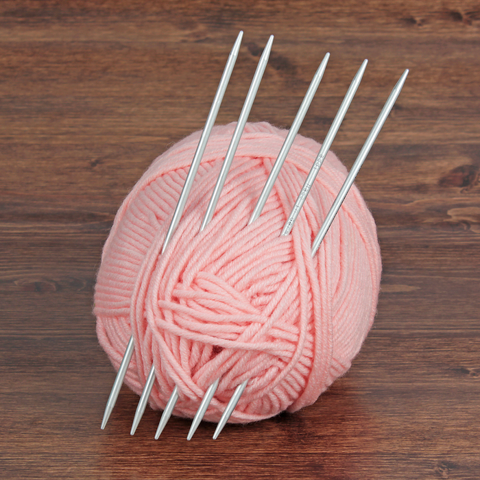 Спицы для вязания, чулочные, тефлоновое покрытие, d=4мм, 20см, 5шт