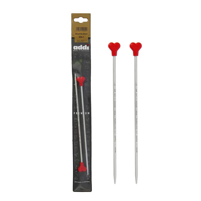 Спицы для вязания, прямые, наконечник, тефлоновое покрытие, d=4мм, 20см, 2шт