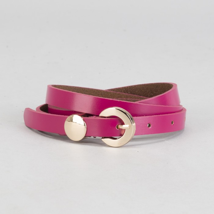 Ремень женский "Сьюзи" гладкий, пряжка и хомут под золото, ширина - 1,5см, цвет малиновый