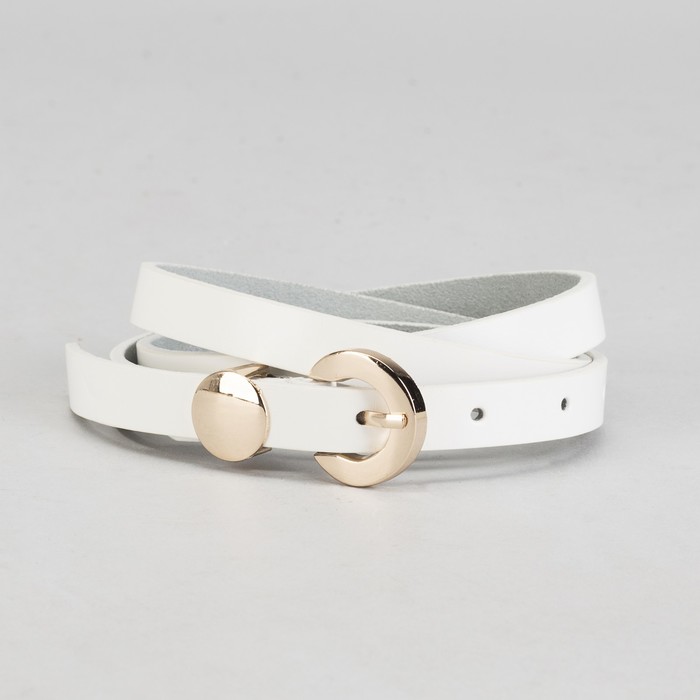 Ремень женский "Сьюзи" гладкий, пряжка и хомут под золото, ширина - 1,5см, белый
