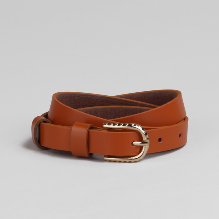 Ремень женский "Адриана" гладкий, пряжка под золото, ширина - 2см, рыжий