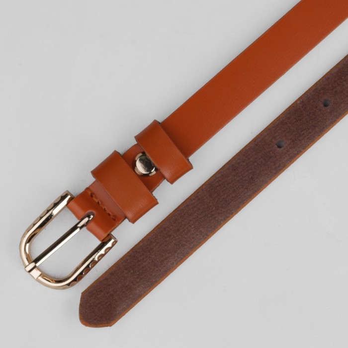 Ремень женский "Адриана" гладкий, пряжка под золото, ширина - 2см, рыжий