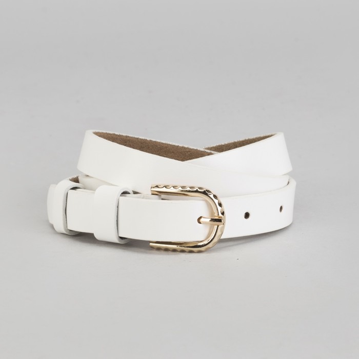 Ремень женский "Адриана" гладкий, пряжка под золото, ширина - 2см, белый