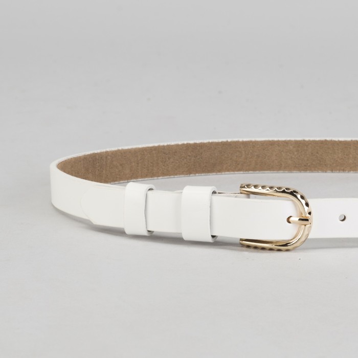 Ремень женский "Адриана" гладкий, пряжка под золото, ширина - 2см, белый