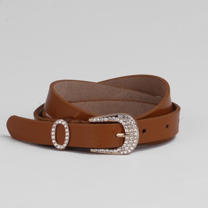 Ремень женский, под рептилию, пряжка под золото, ширина - 2см, цвет коричневый