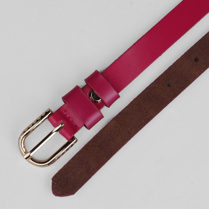 Ремень женский "Адриана" гладкий, пряжка под золото, ширина - 2см, малиновый