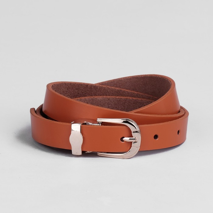 Ремень женский "Милана" гладкий, пряжка под золото, ширина - 2см, светло-коричневый