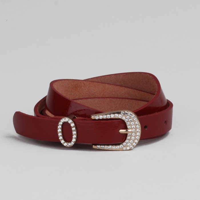 Ремень женский "Аманда" под рептилию, винт, пряжка под золото, ширина - 2см, красный