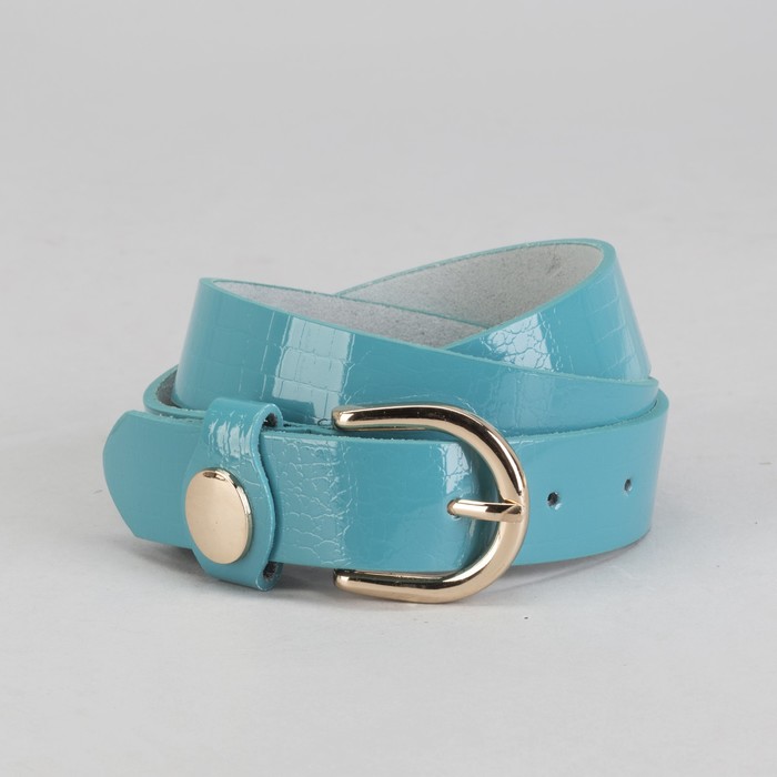 Ремень женский "Шарм", винт, пряжка золото, ширина - 3см, бирюзовый