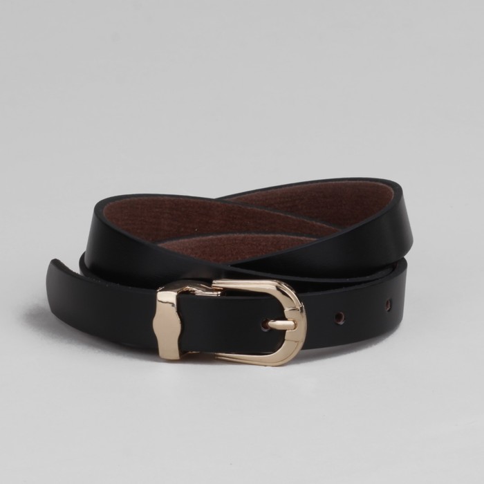 Ремень женский "Милана" гладкий, пряжка под золото, ширина - 2см, чёрный