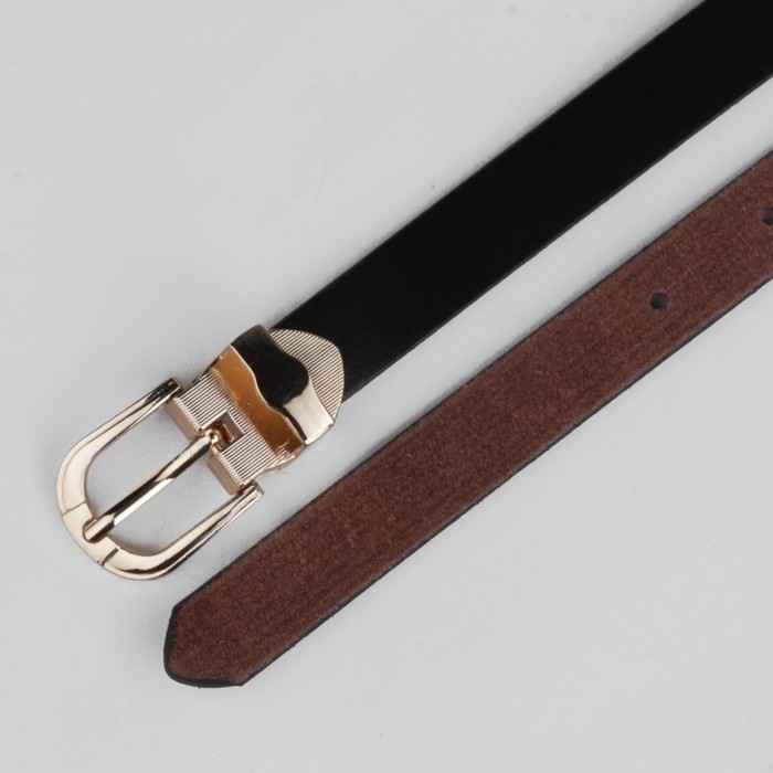 Ремень женский "Милана" гладкий, пряжка под золото, ширина - 2см, чёрный