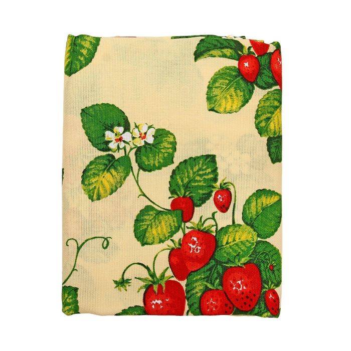 Скатерть "Доляна" Земляника 150*200 см, 100% хлопок, рогожка, 162 г/м2