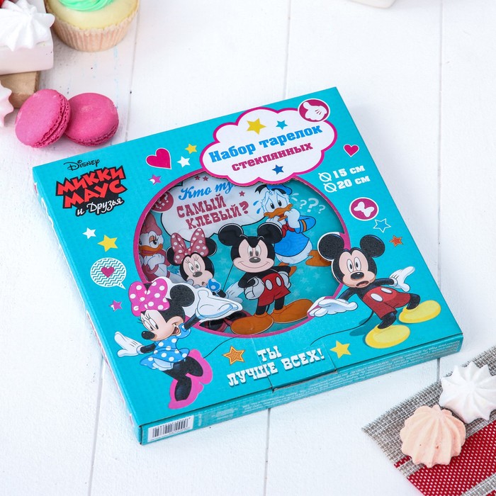 Набор тарелок 2 шт. "Самый клевый", d=15 см и d=20 см, Микки Маус и друзья