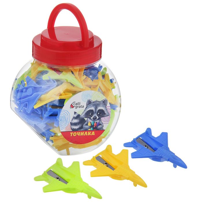 Точилка пластиковая "Самолет" МИКС