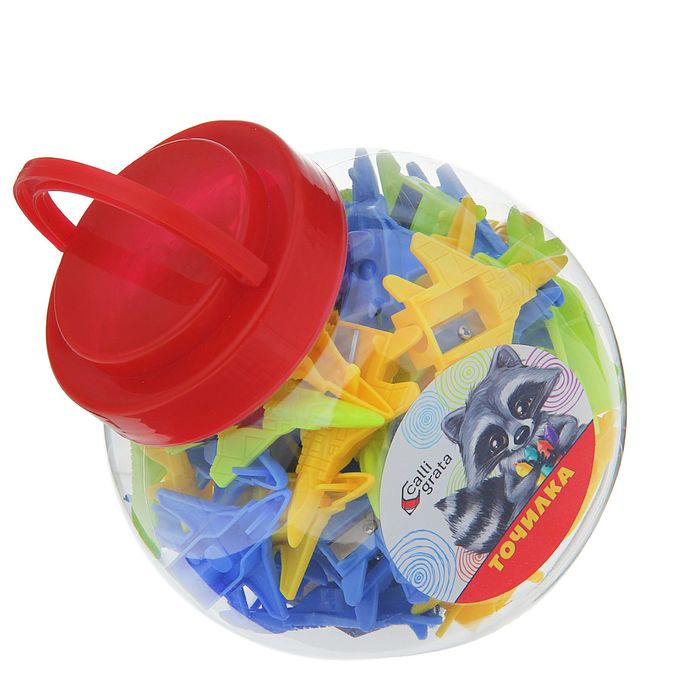 Точилка пластиковая "Самолет" МИКС