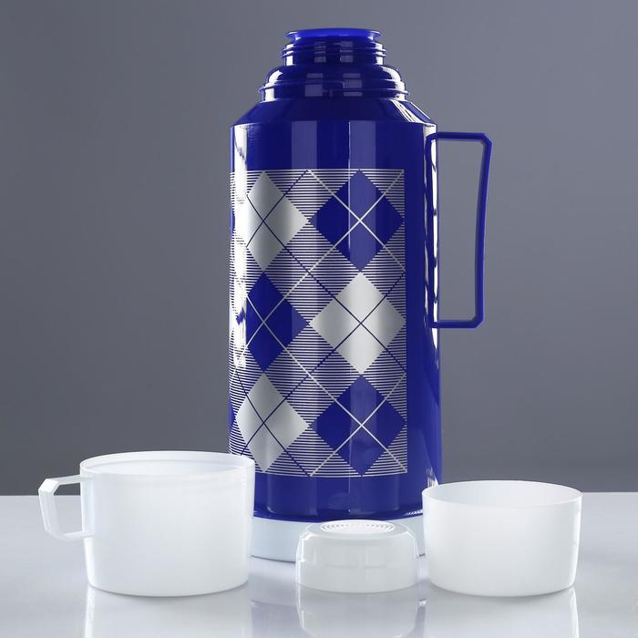 Термос с ручкой «Клеточки», 1.8 л, 1 кружка, 1 чашка, 10 ч, микс