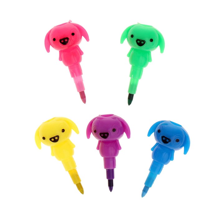 Карандаш восковой "Собачка" 5 цветов