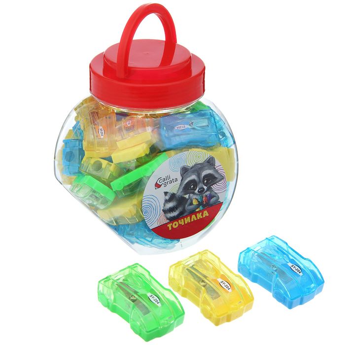 Точилка пластиковая "Машина", МИКС