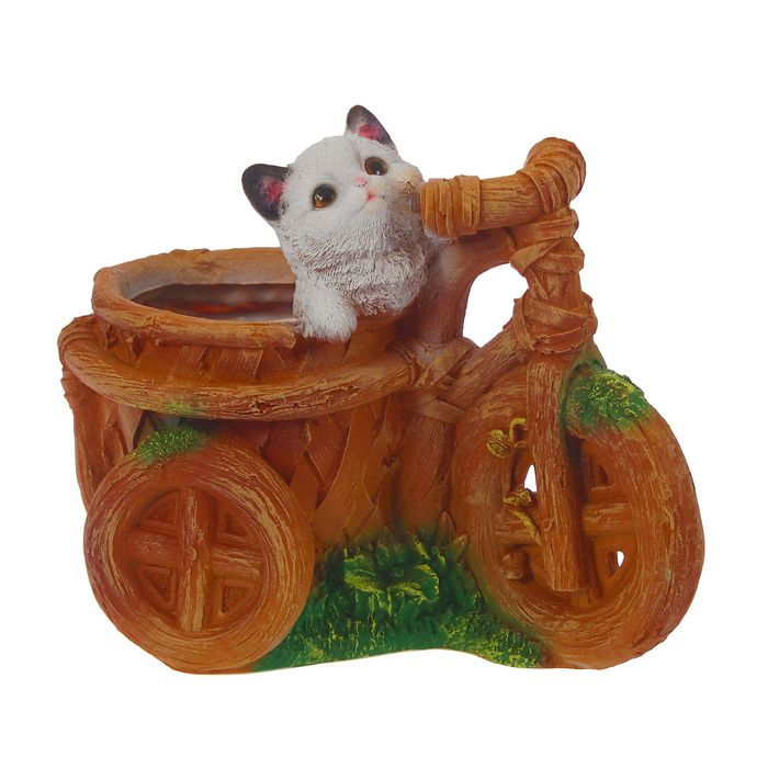 Фигурное кашпо "Велосипед с котёнком"