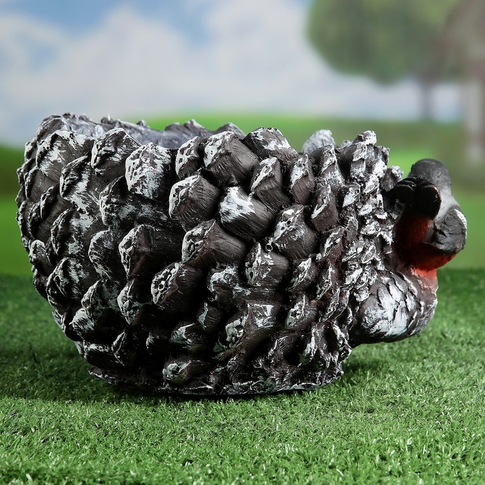 Фигурное кашпо "Шишка с птичкой"