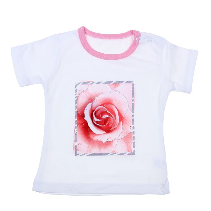 Футболка для девочки "Роза", рост 92 см (52), цвет розовый 14563