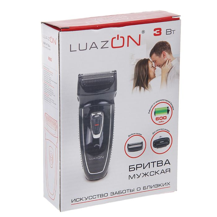 Электробритва Luazon LBR-03, 3 Вт, АКБ 600 мАч, 2 стальных лезвия, серая