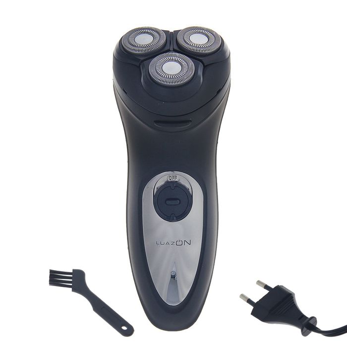 Электробритва Luazon LBR-06, 3 Вт, АКБ 1200 мАч, 3 плавающие головки, чёрная