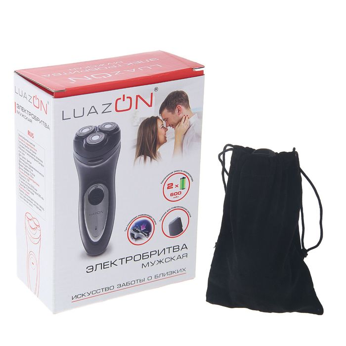 Электробритва Luazon LBR-06, 3 Вт, АКБ 1200 мАч, 3 плавающие головки, чёрная