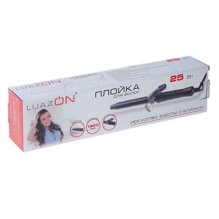 Плойка LuazON LW-01, 25 Вт, керамическое покрытие, черная