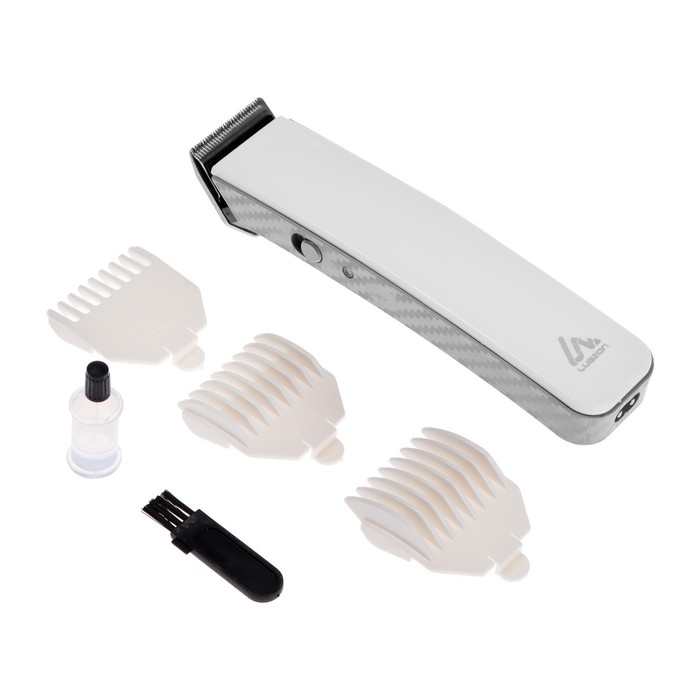 Машинка для стрижки LuazON LST-02, АКБ 600 мАч, насадки 6 и 9 мм, LED-индик., белая