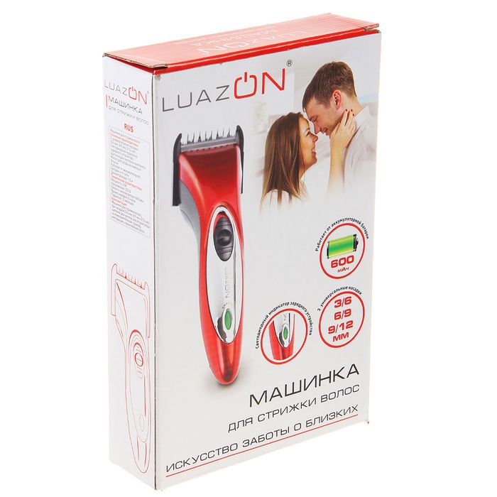 Машинка для стрижки LuazON LST-03, АКБ 600мАч, насадки 3/6, 6/9, 9/12 мм, LED-индик.