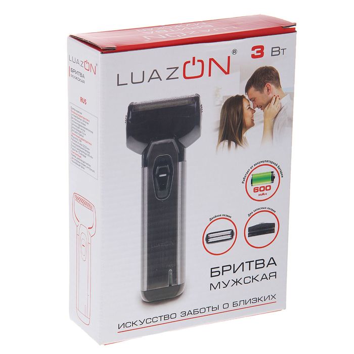 Электробритва Luazon LBR-04, 3 Вт, АКБ 600 мАч, 2 стальных лезвия, серебристая