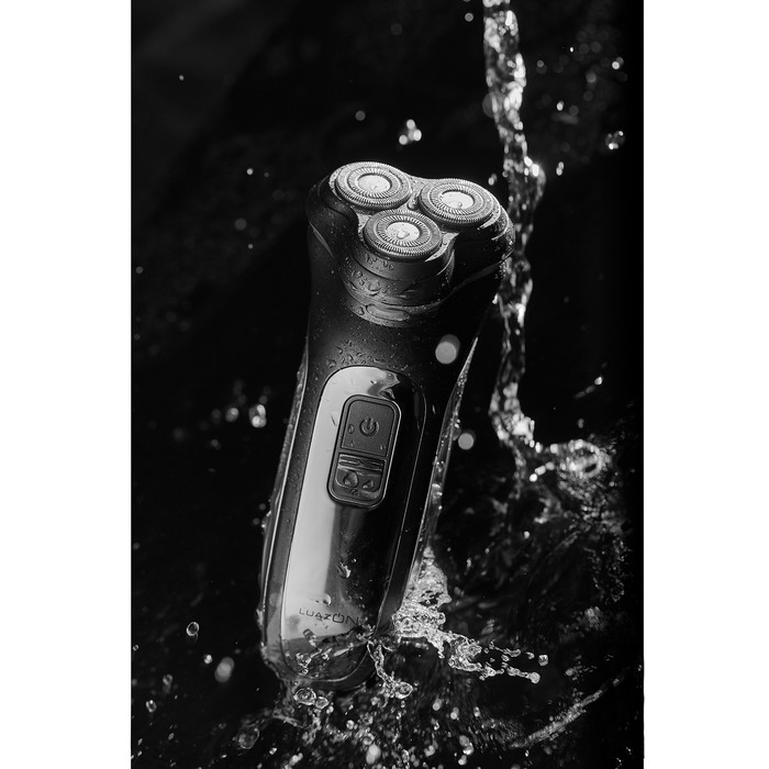 Электробритва Luazon LBR-07, 3 Вт, АКБ 1200 мАч, 3 плав. головки, водостойкая, чёрная