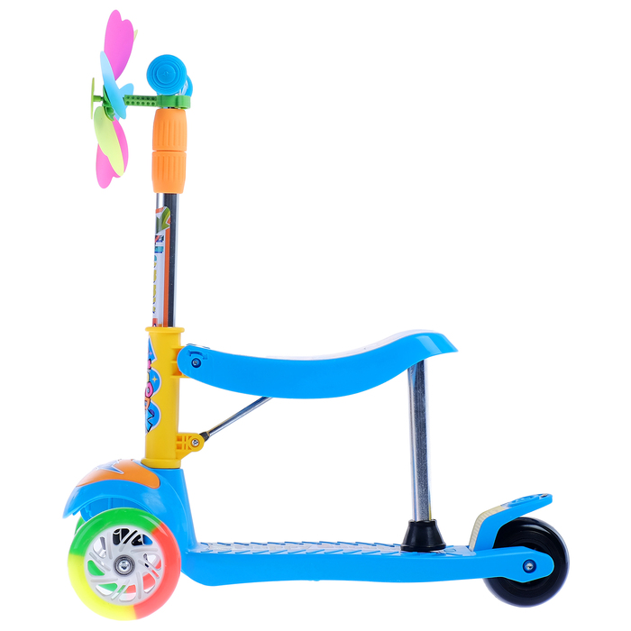 Самокат-каталка, детский 3 в 1, цвет голубой